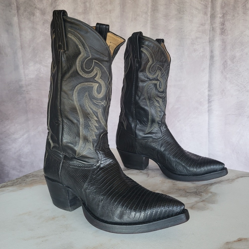 Tony Lama Classic Genuine Teju Lizard Western Cowboy Boots Men's Size 11 3E